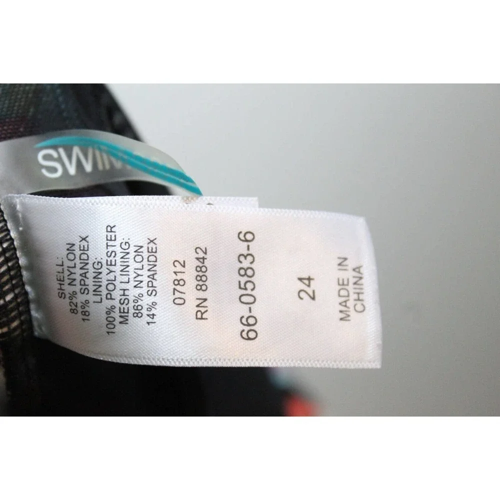 Swim 365 Tropical Floral Sarong Front One Piece Swimsuit Plus Size 24 H14334 - Picture 10 of 12